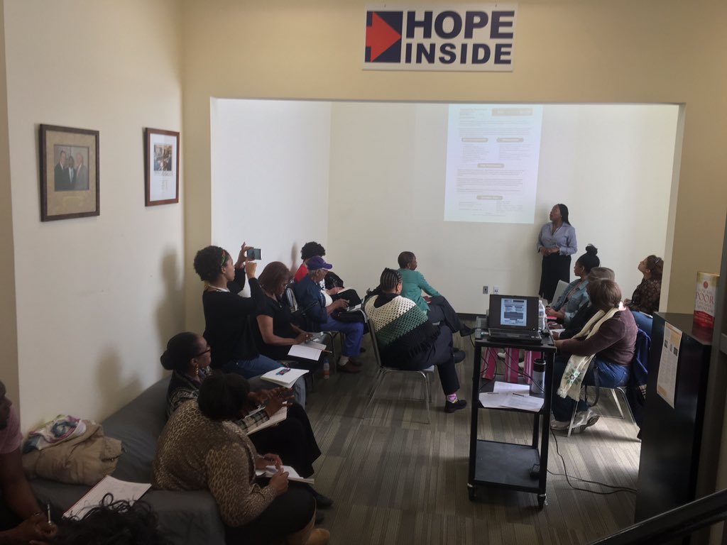 Travisdchope's tweet photo. We have HOPE Inside! Happy to say our house is packed with our alumni! Let's go! @OperationHOPE @ryancmack #hopedmv https://t.co/iZkes7frcX
