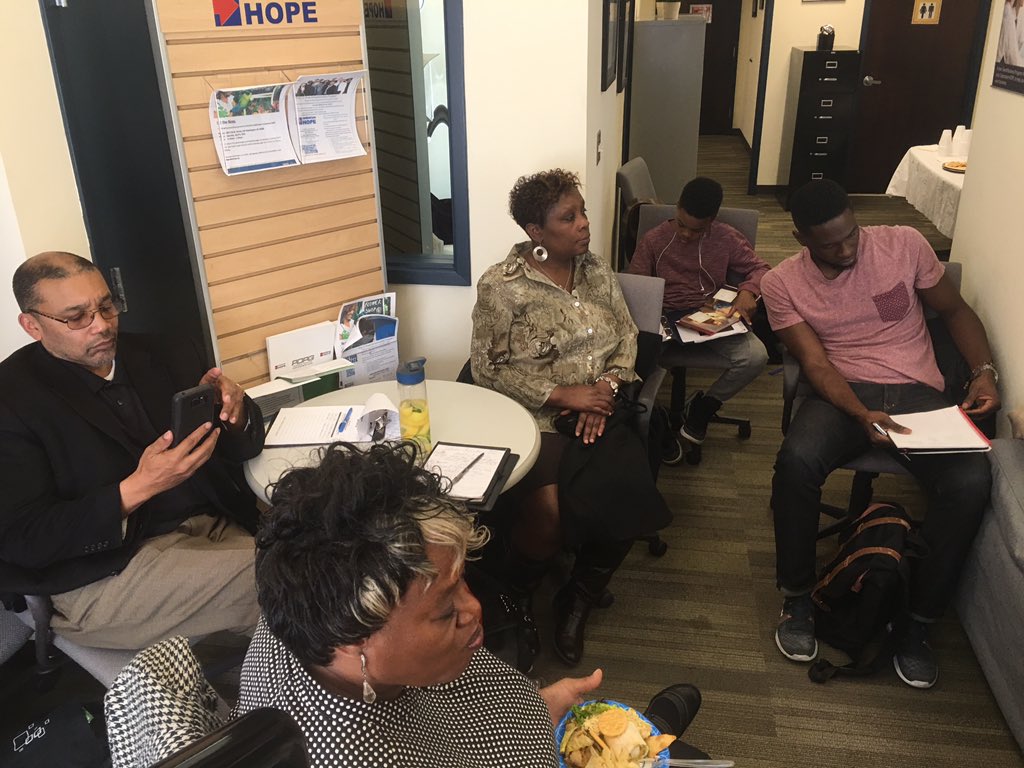 Travisdchope's tweet photo. We have HOPE Inside! Happy to say our house is packed with our alumni! Let's go! @OperationHOPE @ryancmack #hopedmv https://t.co/iZkes7frcX