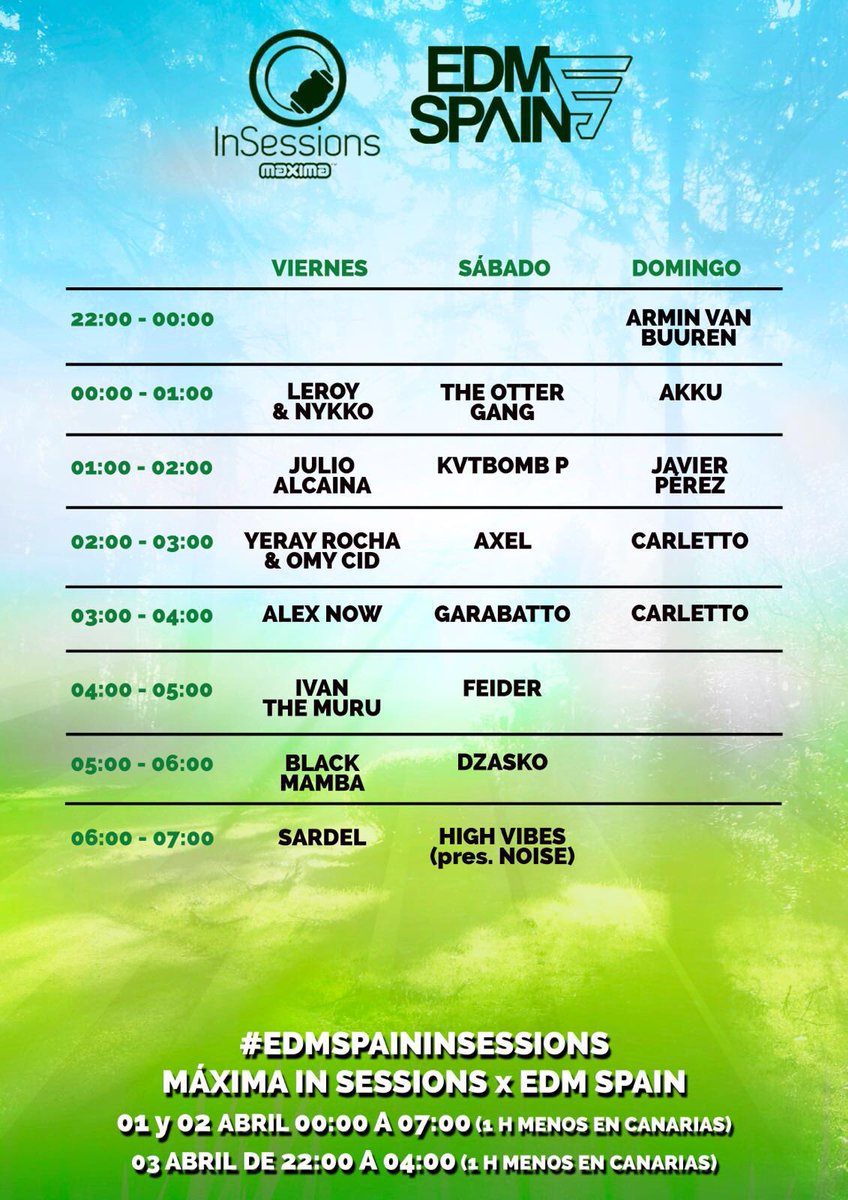 ¡Volvemos a Maxima FM! 

Viernes 1, sábado 2 y domingo 3 de abril #EDMSpainInSessions 👏🎉