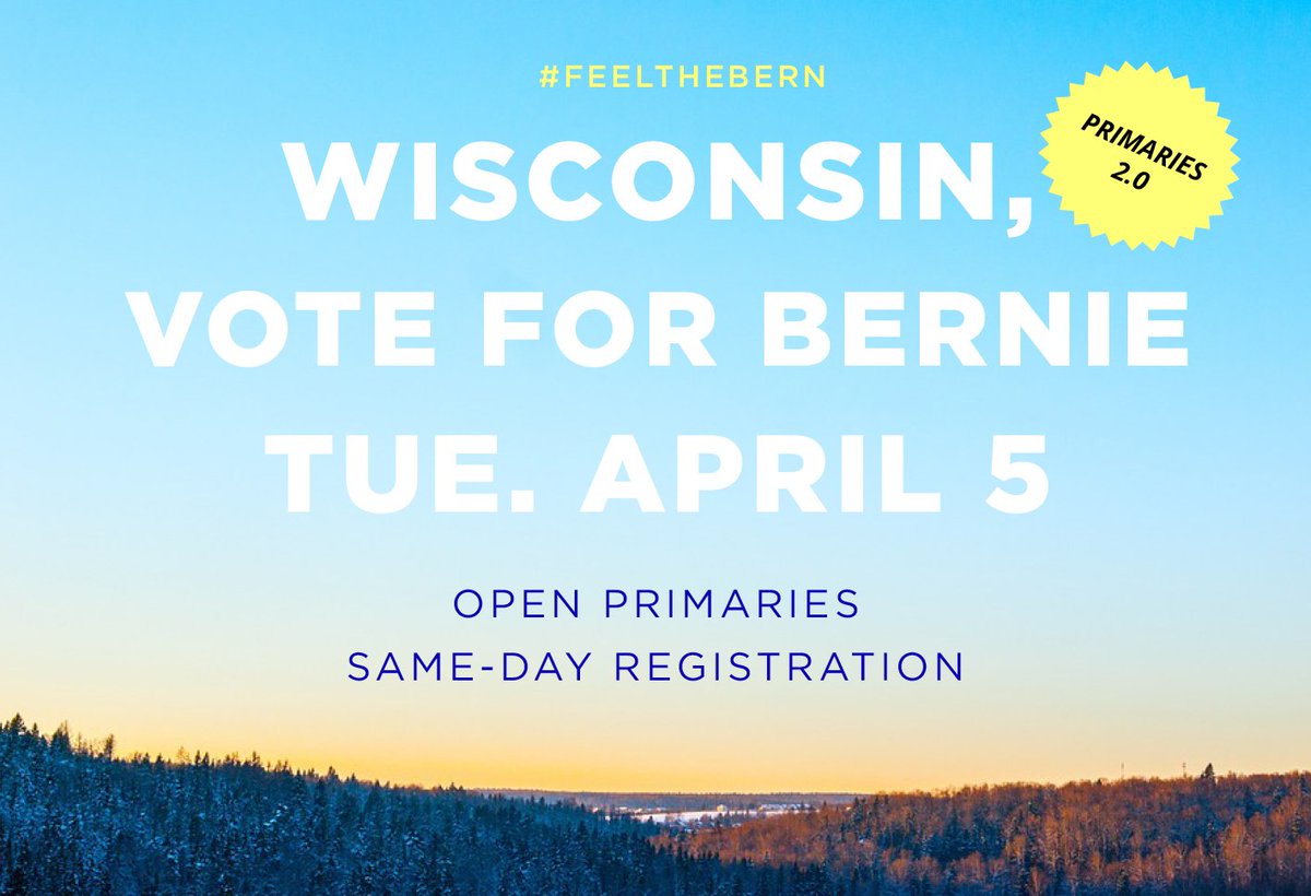 Blank___State's tweet photo. Register 2 vote Bernie early! https://t.co/D9YkCZG3AI
#Pembine #MerrillWI #TomahawkWI #RiceLakeWI #WisconsinRapids https://t.co/So6RPxeV5S