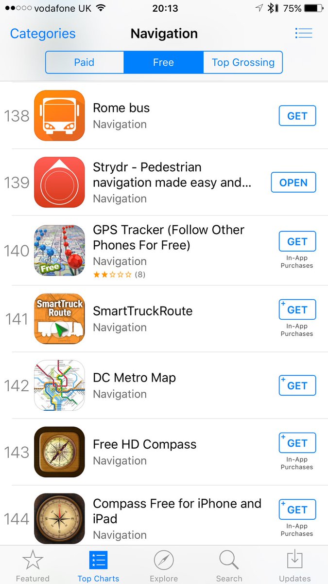 strydrapp's tweet photo. After just 4 days in the App Store, we're excited to be charting 139th in the Navigation App category! Baby steps... https://t.co/j4fo561qIT
