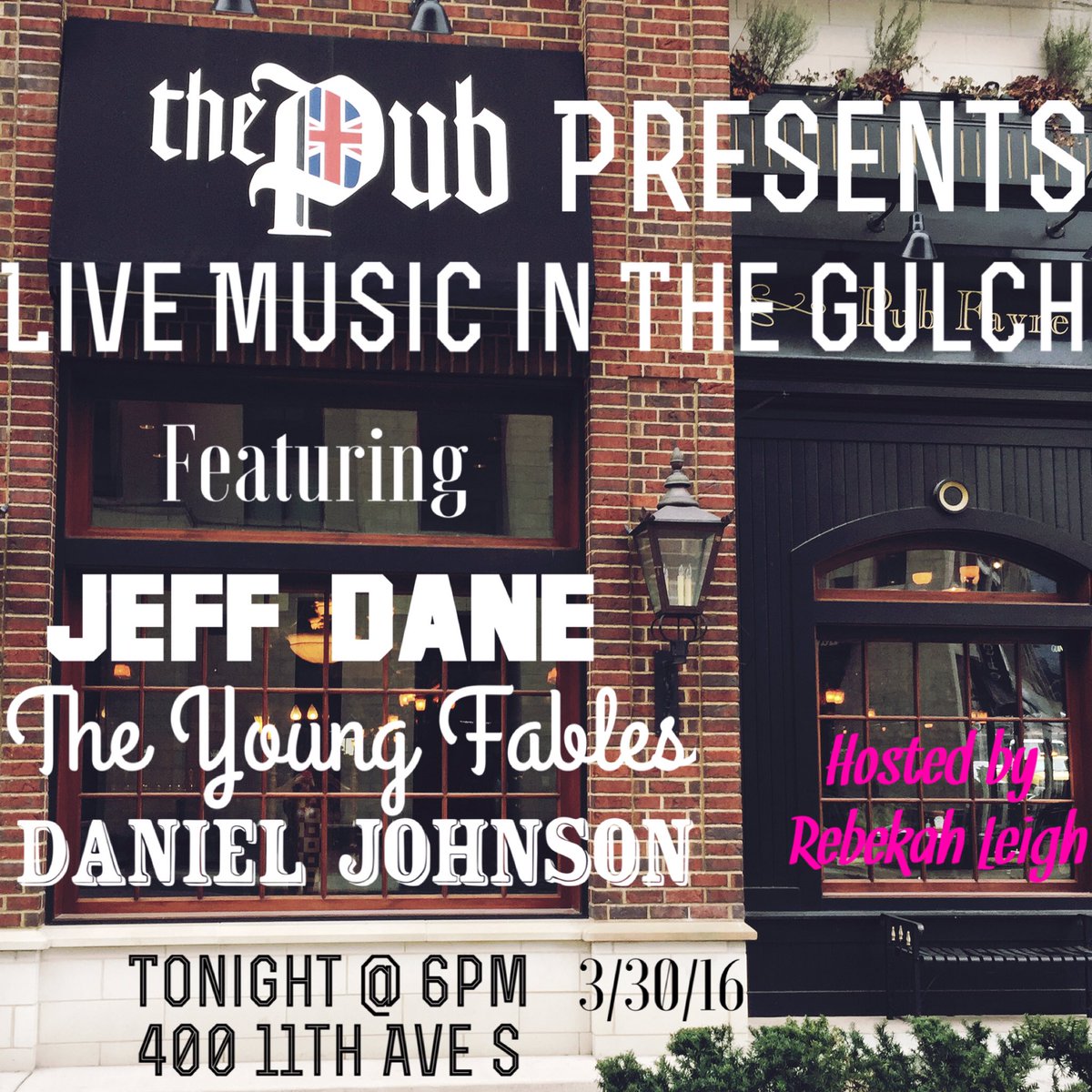 Here's the lineup for tomorrow night at #ThePubNashville. Come join us in #TheGulch for #LiveMusic. #MusicCity