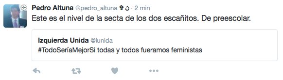 IzquierdaUnida's tweet photo. #TodoSeriaMejorSi ante comentarios como el de @pedro_altuna el botón de "bloquear" se activara automáticamente https://t.co/7RWkTHtCme