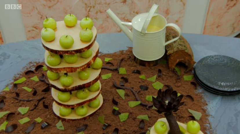 gbchefs's tweet photo. Apparently not quite enough height on this dessert!! How many more layers were needed? #GBBOCreme https://t.co/MEkjOCDUfF