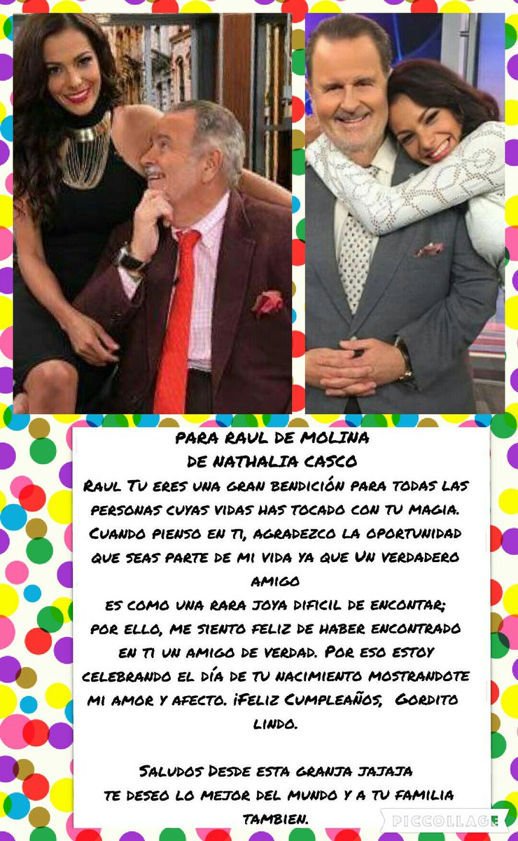 <a href="/rauldemolina/">Raúl De Molina</a> feliz cumpleaños!!! gordito lindo de minparte y de toda mi gente que te adora!🎂🎁🎉🎊