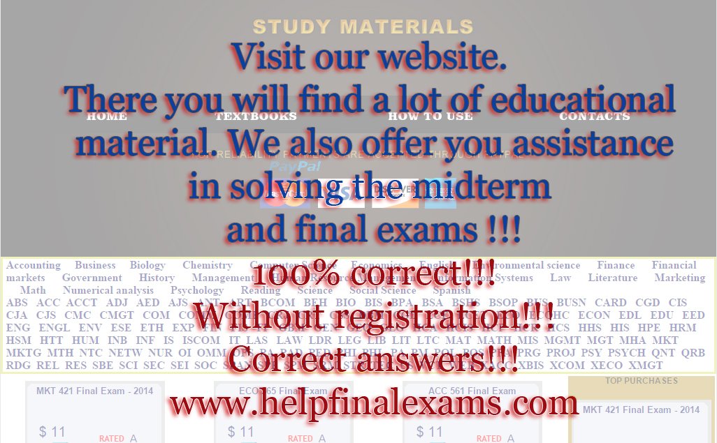 Study_Materials's tweet image. Visit our website. For students of the University of Phoenix, DeVry University and Ashford University and others