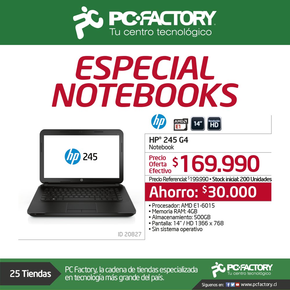 PCFactoryCL's tweet photo. #EspecialNotebook I
Vigencia del 29 de marzo al 05 de abril de 2016 o agotar stock
Info en https://t.co/MHcdJFricf https://t.co/yE9w2VucEF
