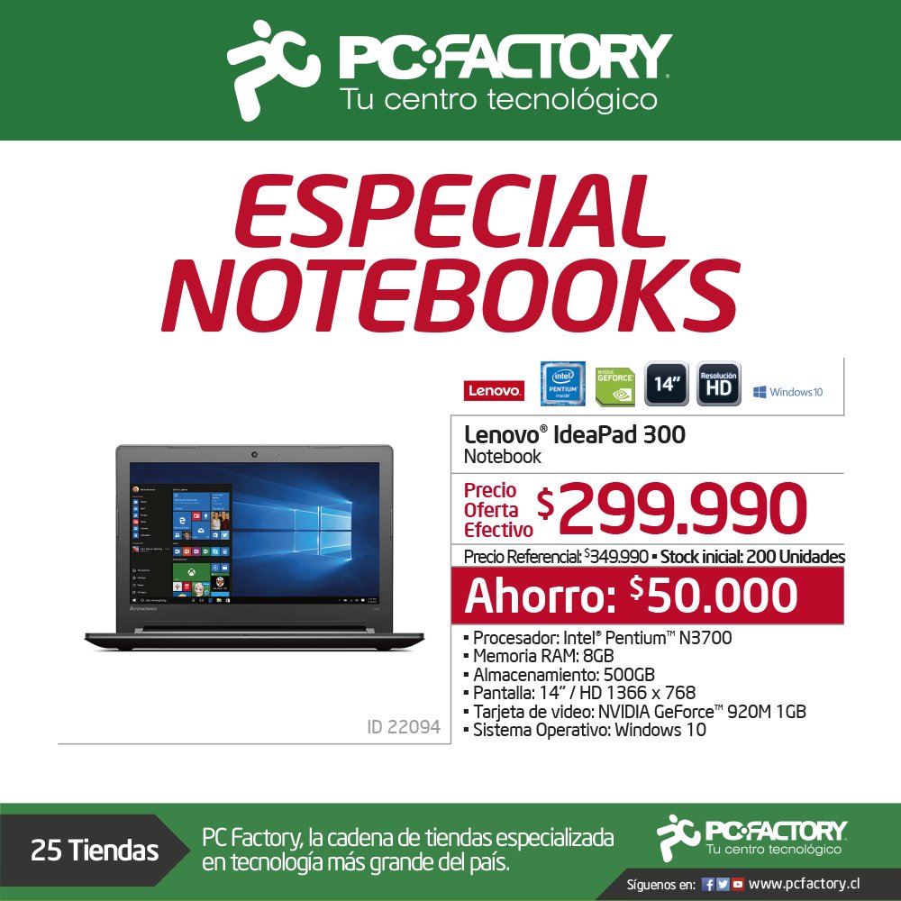 PCFactoryCL's tweet photo. #EspecialNotebook I
Vigencia del 29 de marzo al 05 de abril de 2016 o agotar stock
Info en https://t.co/MHcdJFricf https://t.co/yE9w2VucEF