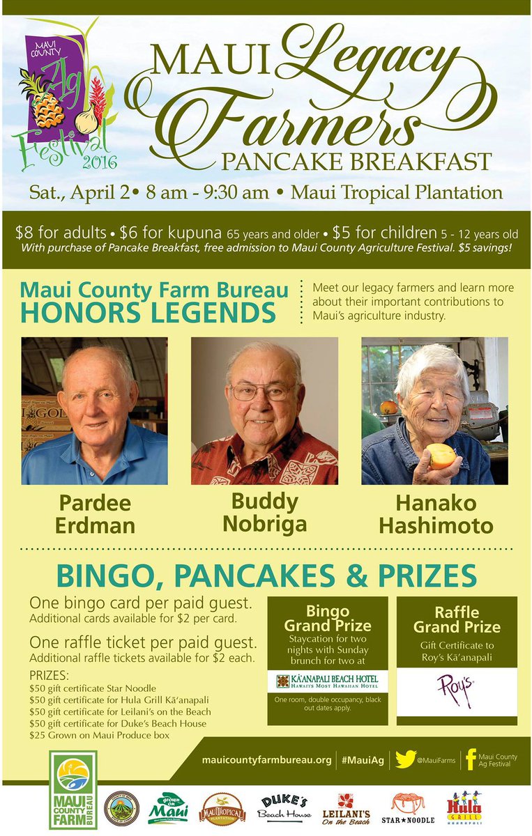 mauivisit's tweet photo. $8 Pancake Breakfast - April 2, 8am. #Maui #AgFest TICKETS: https://t.co/0d38M2H662 @kauhaneinc #MauiAg https://t.co/o7g1Xg7tK5