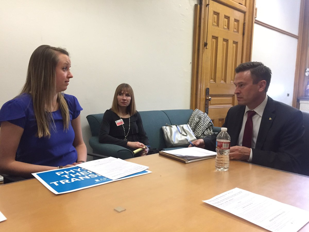 McCoinskiDPT's tweet photo. Meeting with state Rep Cole Wist @CUPhysTher #pttransforms #cuptlegisday HB16-1326 https://t.co/mm7BSGVhib