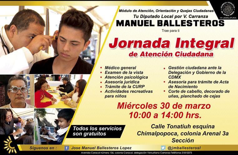 jmballesterosl's tweet image. Vecinos de #VCarranza los invito a la #JornadaIntegral de mi Módulo de Atención. Todos los servicios son gratis.