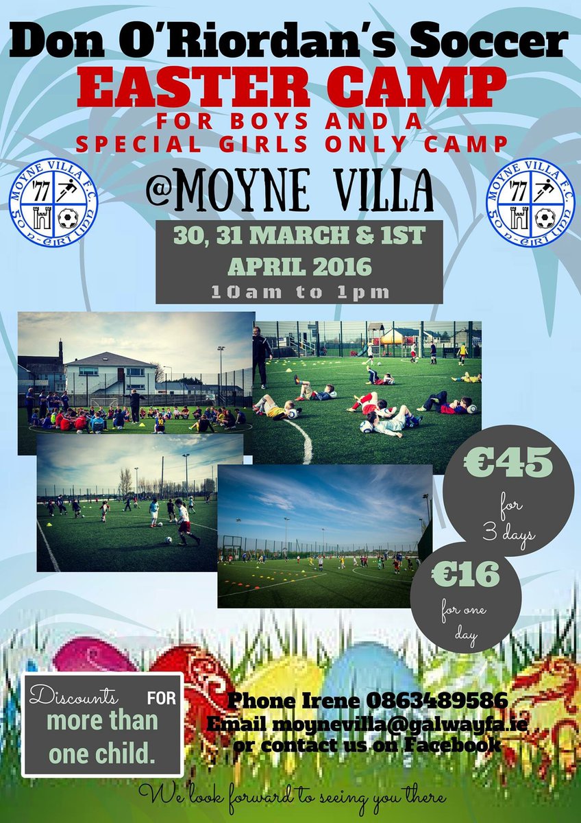 moynevilla's tweet photo. We can't wait to welcome everyone tomorrow #soccer #headford #eastercamp2016 https://t.co/LYacS0kCaK