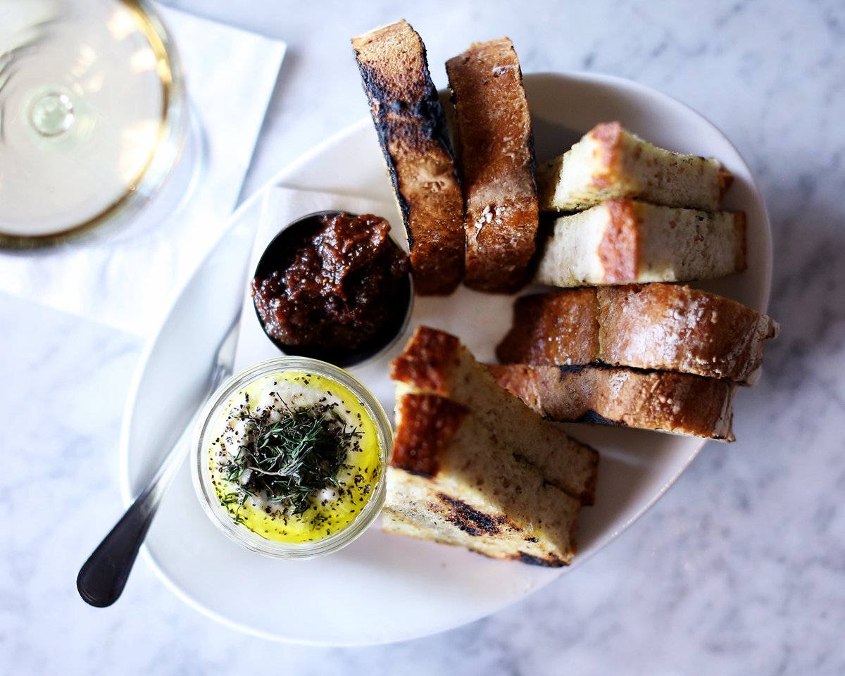 Ricotta, fig jam, and champagne. #yesplease #happytuesday #ricotta #champagne #penn6philly #livethelife