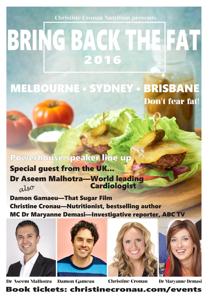 MaryanneDemasi's tweet photo. Want to learn more about statins, sugar and fat? Book now to see @DrAseemMalhotra @damongameau &amp; @ChristineCronau https://t.co/5ibMwfhXGf