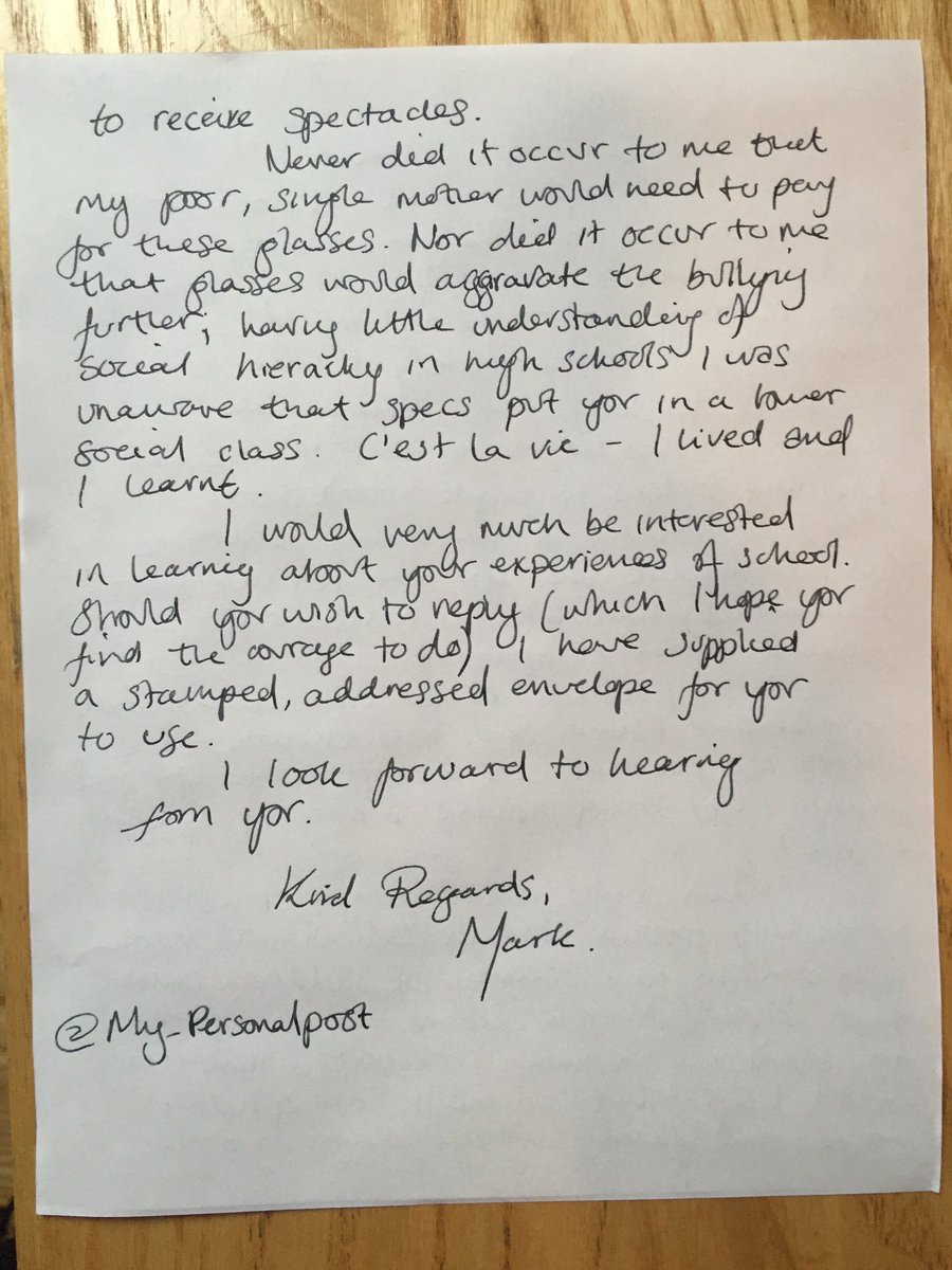 My_PersonalPost's tweet photo. Another #handwrittenletter sent to a stranger - brave enough to use my name, I'm Mark btw #letter #snailmail #mcr https://t.co/TUIDzxGM5n