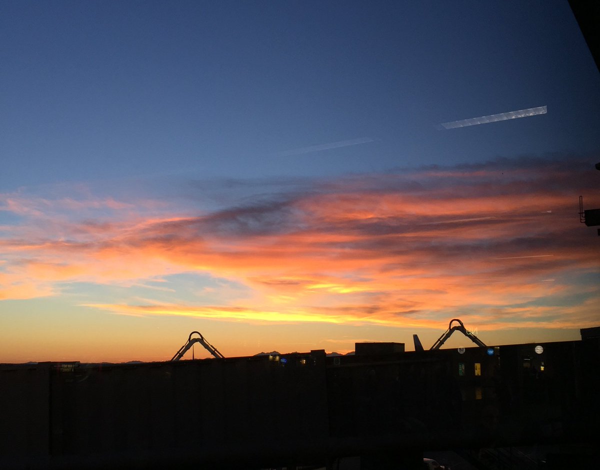 Enjoying the sunset at Seattle-Tacoma Airport.