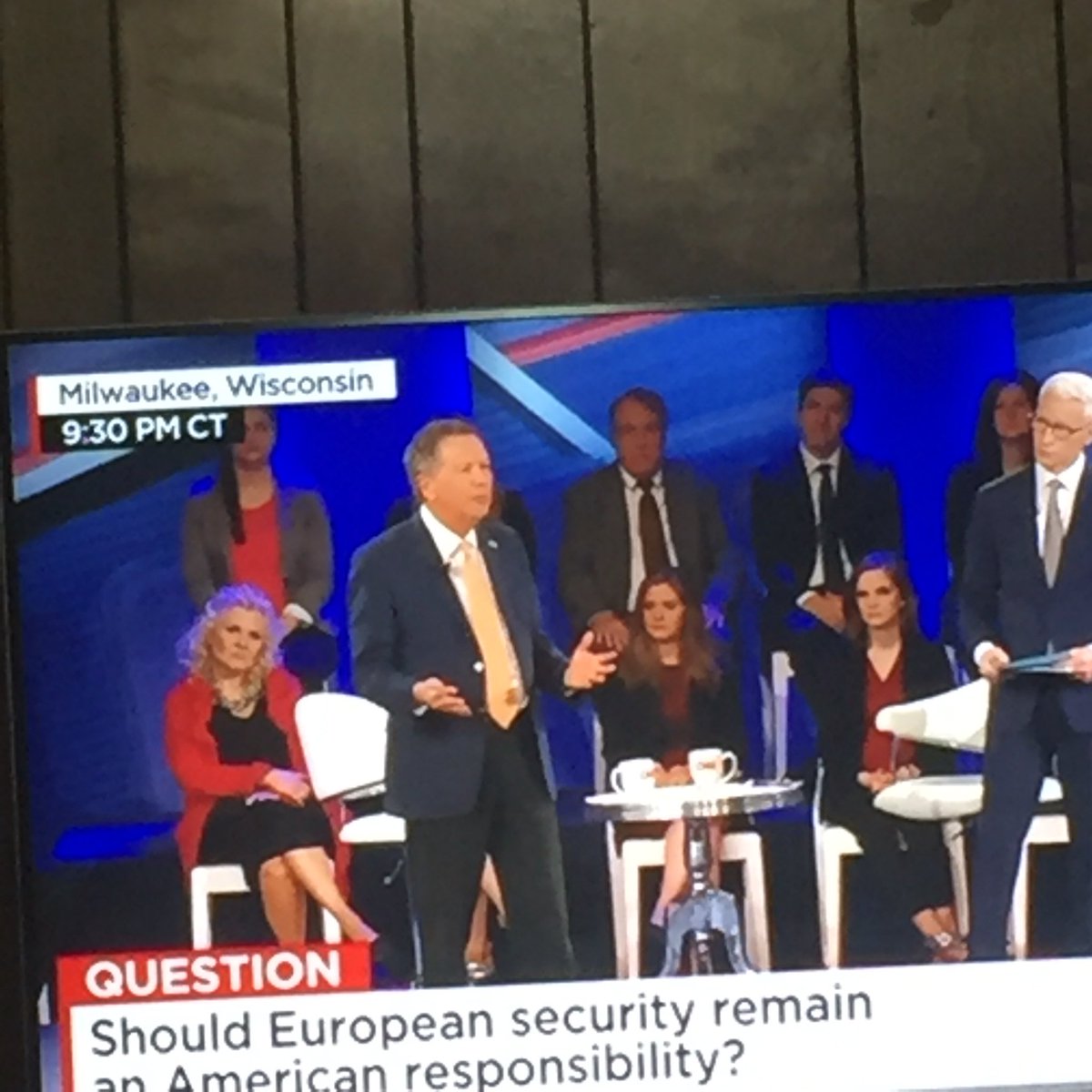 CongressmanDrew's tweet photo. Yes, let's put our trust into a man that can't even wear the same color suit on a national stage. #GOPTownHall #CNN https://t.co/0jSHNJUIsk