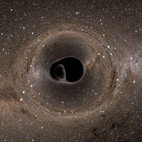 ColorfuISkies's tweet photo. A binary black hole system, viewed edge-on https://t.co/maPdVyL8IL