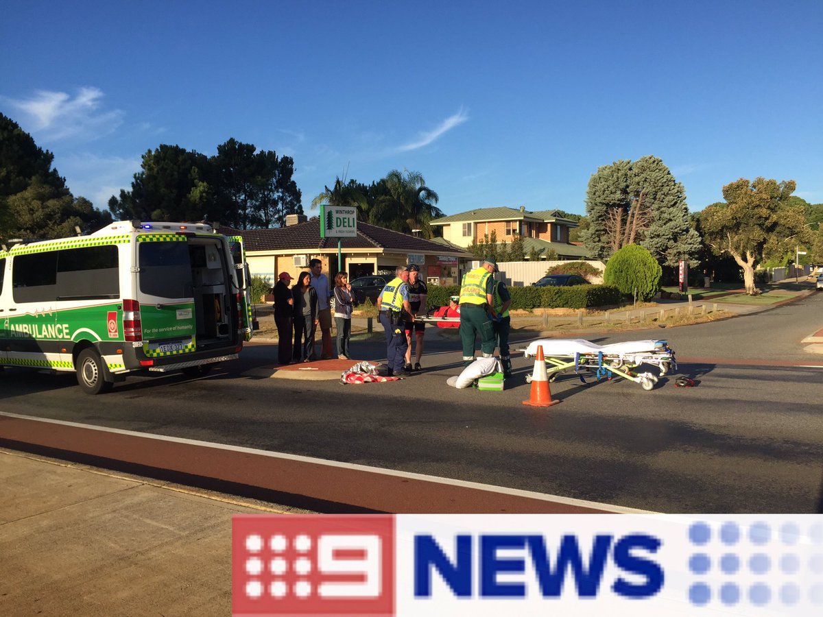 CaryRachel's tweet photo. A cyclist is being treated by paramedics after he was hit by a car in Winthrop. Details at 8am @9NewsPerth https://t.co/GWraRIHFhZ