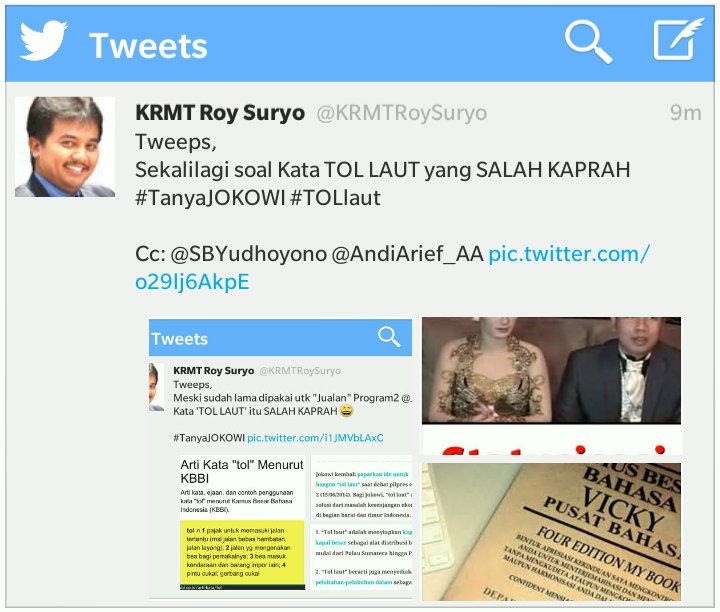 KRMTRoySuryo's tweet photo. Tweeps,
Mungkin Pak @JokoWi mengira ARTI kata "TOL" itu 'Bebas Hambatan"??
Padahal menurut KBBI: TOL = PAJAK 😅 https://t.co/0CbTmlHEgf