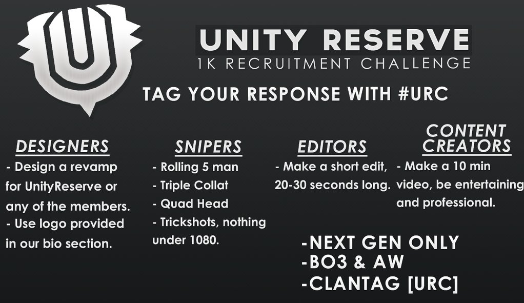 UnityReserve's tweet image. #URC

Ends 4/6

Tag us with your responses with #URC
Show your support with a Like and Retweet.
Good luck!