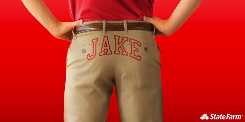 JakeStateFarm's tweet photo. In case you were wondering what my Twitter Party khakis look like. #BabySteps https://t.co/SWw7FySRuY
