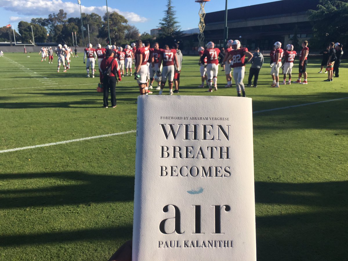 teamdraft's tweet photo. @rocketgirlmd @StanfordFball HC #DavidShaw has his copy! #WhenBreathBecomesAir @StanfordAlumni #Tacklinglungcancer https://t.co/y3jlvABREs