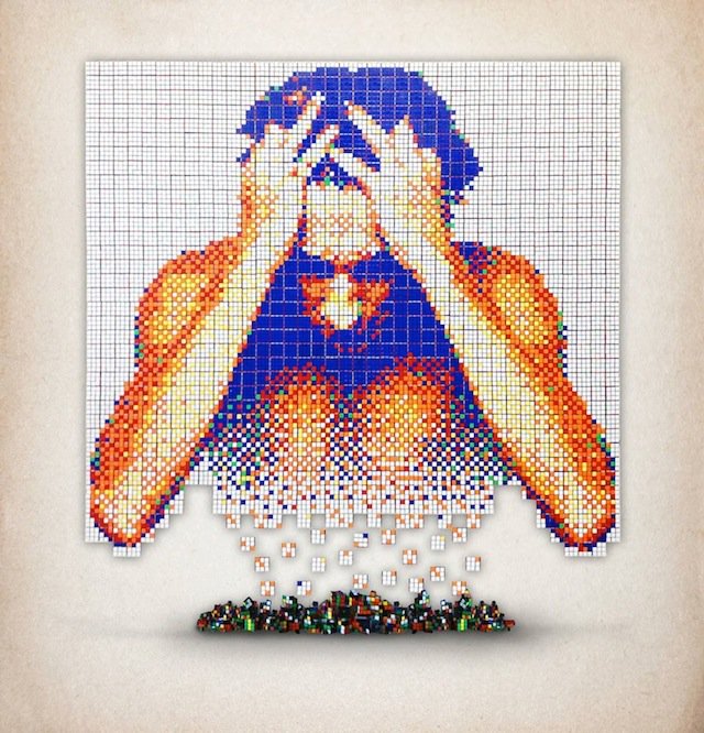 fubiz's tweet photo. Mosaic Art with Rubik’s Cubes https://t.co/EKUVM2G6KV https://t.co/UZu8VqKLKF
