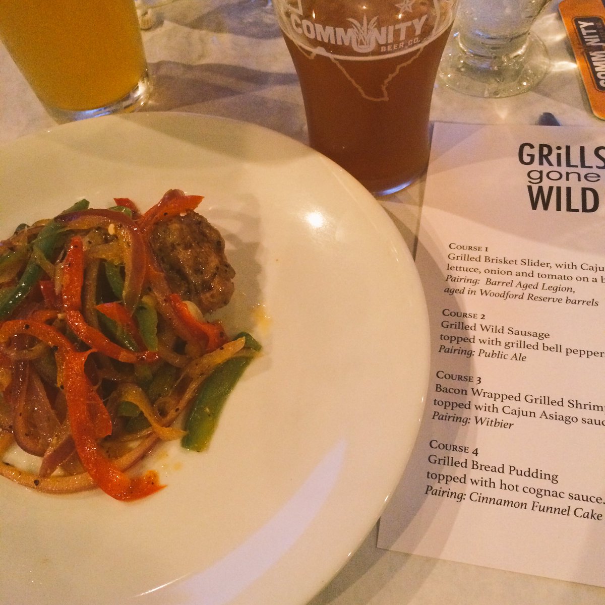 shawnnosaurus's tweet photo. Award winning Public Ale is up next #secondcourse #wildsausage #wildflavors #communitybeerco https://t.co/Q4iLYpGAxO