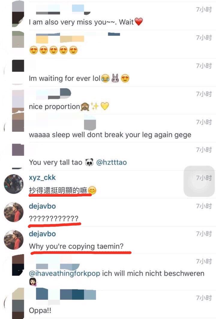 TAO_Guardian's tweet photo. Plz stop spreading the rumor that ZTao copied Taemin. Haters are spamming ZTao's IG https://t.co/knLkJ0zwzo