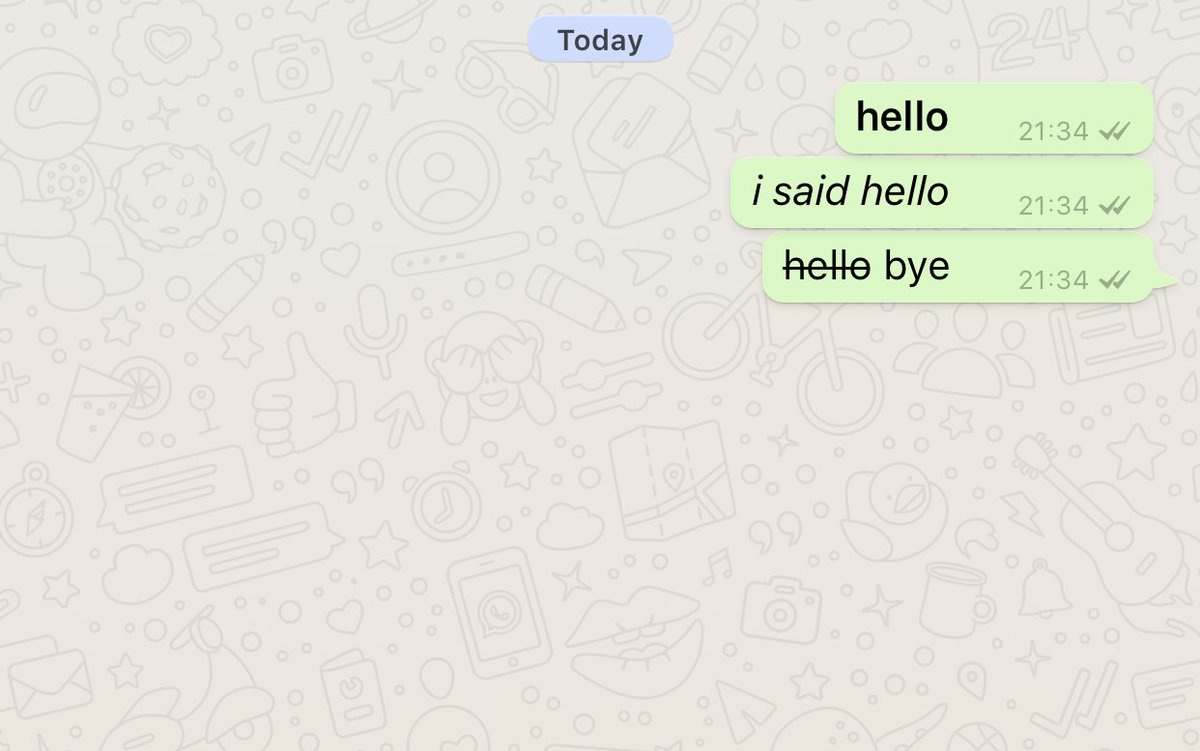 TechCrunch's tweet photo. Impress your friends with these tricks to use bold, italics and strikethrough in WhatsApp https://t.co/2C8NmSbwG4 https://t.co/97KaynQ0jF