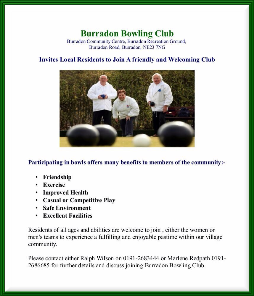 BurradonForum's tweet photo. Burradon Bowling Club is always on the lookout for new members. Lovely group of people. #bowling  - all welcome. https://t.co/xgL0iHADXN