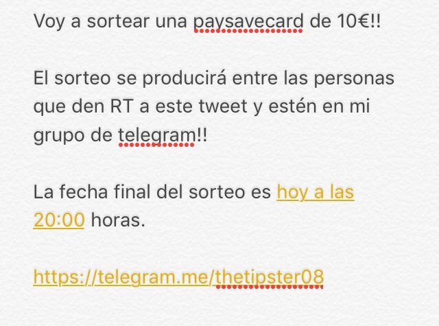 thetipster08's tweet photo. SORTEO DE UNA PAYSAVECARD DE 10€

Recordad! RT a este tweet y entrar en: 

https://t.co/SmLf6ZWyJP

Hasta las 20:00h https://t.co/Xxn9urmYt3