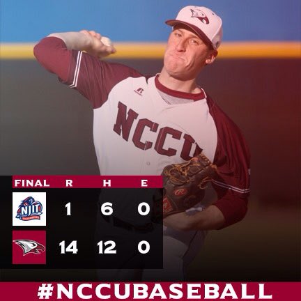 NCCUAthletics's tweet photo. #NCCUBaseball jr. Chris Gonnelli racked up 9 K over 7 innings as #NCCU got a 14-1 win over HPU. Photo: @Dzus4 https://t.co/TBfPRRu06u