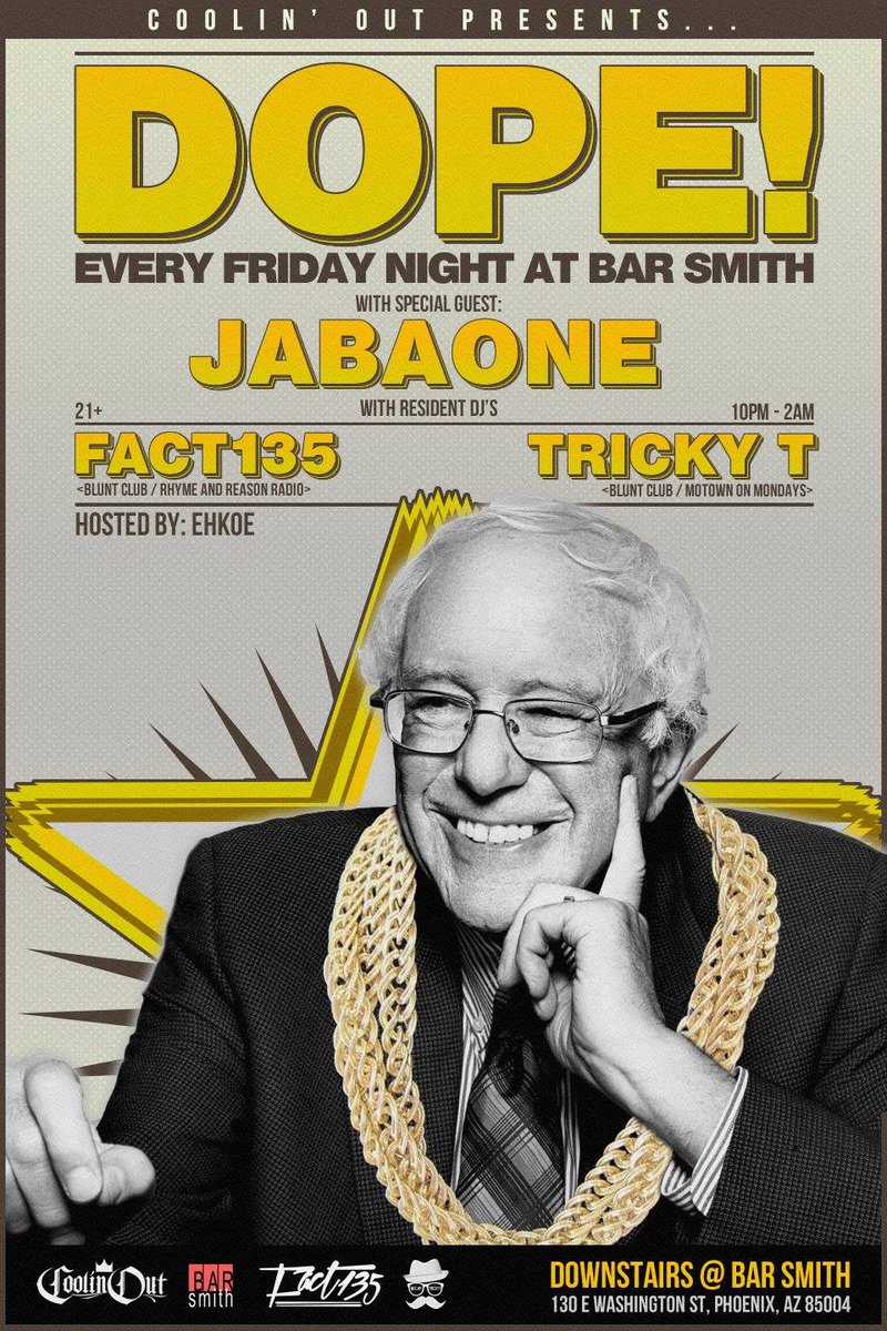 CoolinOutTV's tweet photo. See you guys this friday night @BarSmithPHX  for some Dope Fun. #trickyt #fact135 #coolinout #vip #bottleservice https://t.co/Bpi96fw00W