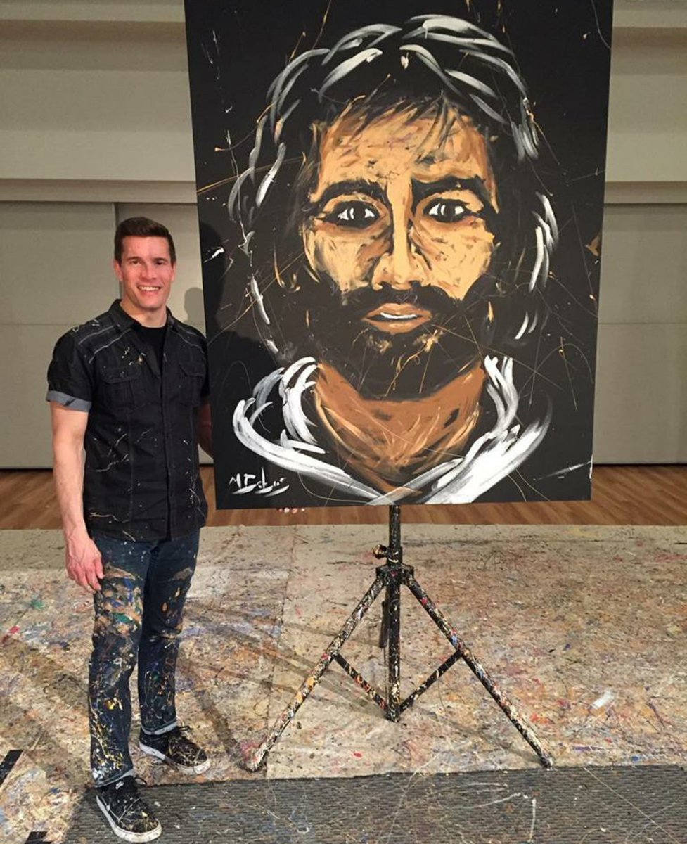 MikeDebusLive's tweet photo. A powerful, dramatic live artist painting of Jesus by Mike Debus. https://t.co/sEvJ0PLmyF #Jesus #faith https://t.co/s832ONPhLo