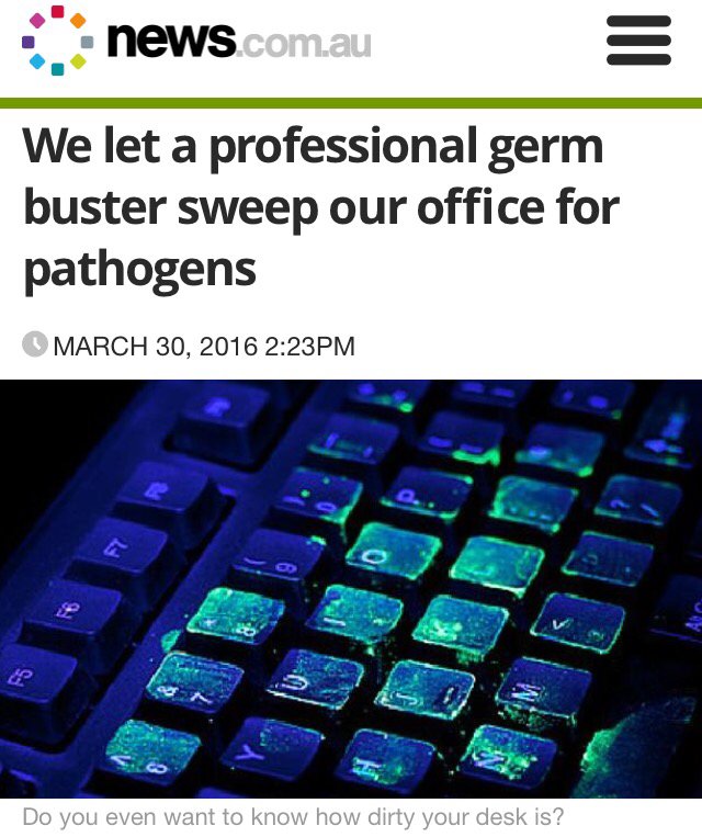 How dirty is your office? ow.ly/104d7O news.com.au tests #earthecco