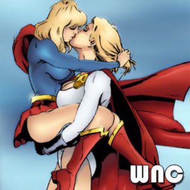 power girl and wonder woman kiss