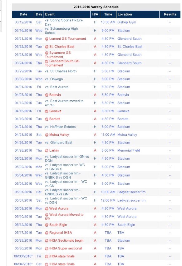 2016 varsity schedule ⚽️