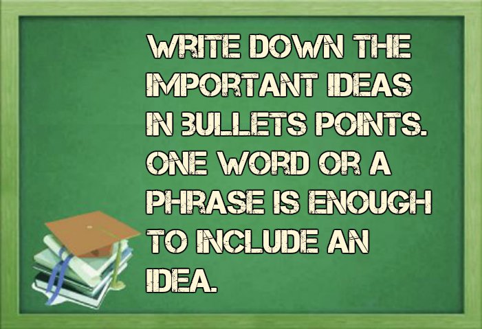 nucleusclasses's tweet photo. Write down important ideas in bullet points.1 word/phrase is enuf 2 include an idea. #edutip #tips #study #education https://t.co/W63IWgGLEM