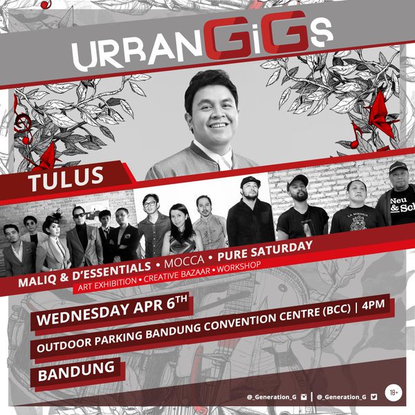 musiktulus's tweet photo. #AgendaTULUS | Rabu, 6 April 2016 | Bandung | #URBANGIGS | Bandung Convention Centre | Pukul 16.00 | #_Generation_G https://t.co/EbljLOA0kn
