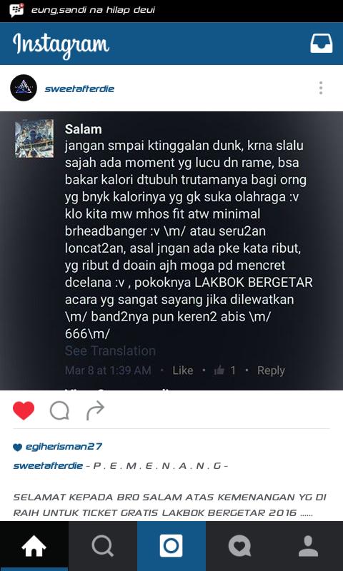 Pemenang kuis free Ticket Lbk2016 Slamaatttt...