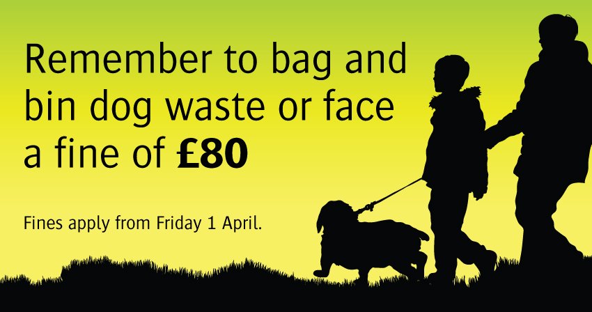 CommSafetyGlasg's tweet photo. From 1 April the fine for dog fouling will be increased to £80 to bring it into line with the fine for littering https://t.co/urAg8peXQh