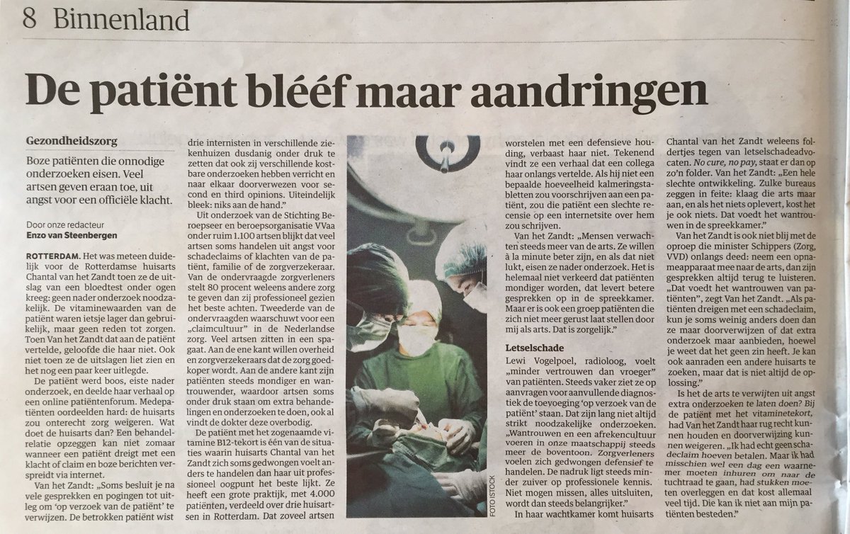 Paro_Leiden's tweet image. De #zorgverlener als #kwade genius. Nieuw #klachtrecht geeft onbedoelde effecten. NRC 29032016