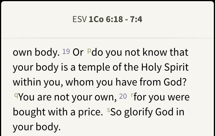 timothybarnett's tweet photo. Anytime a Christian women make the "my body, my choice" argument for abortion, I think of this verse. #NotYourOwn https://t.co/xHeKnxQgG1