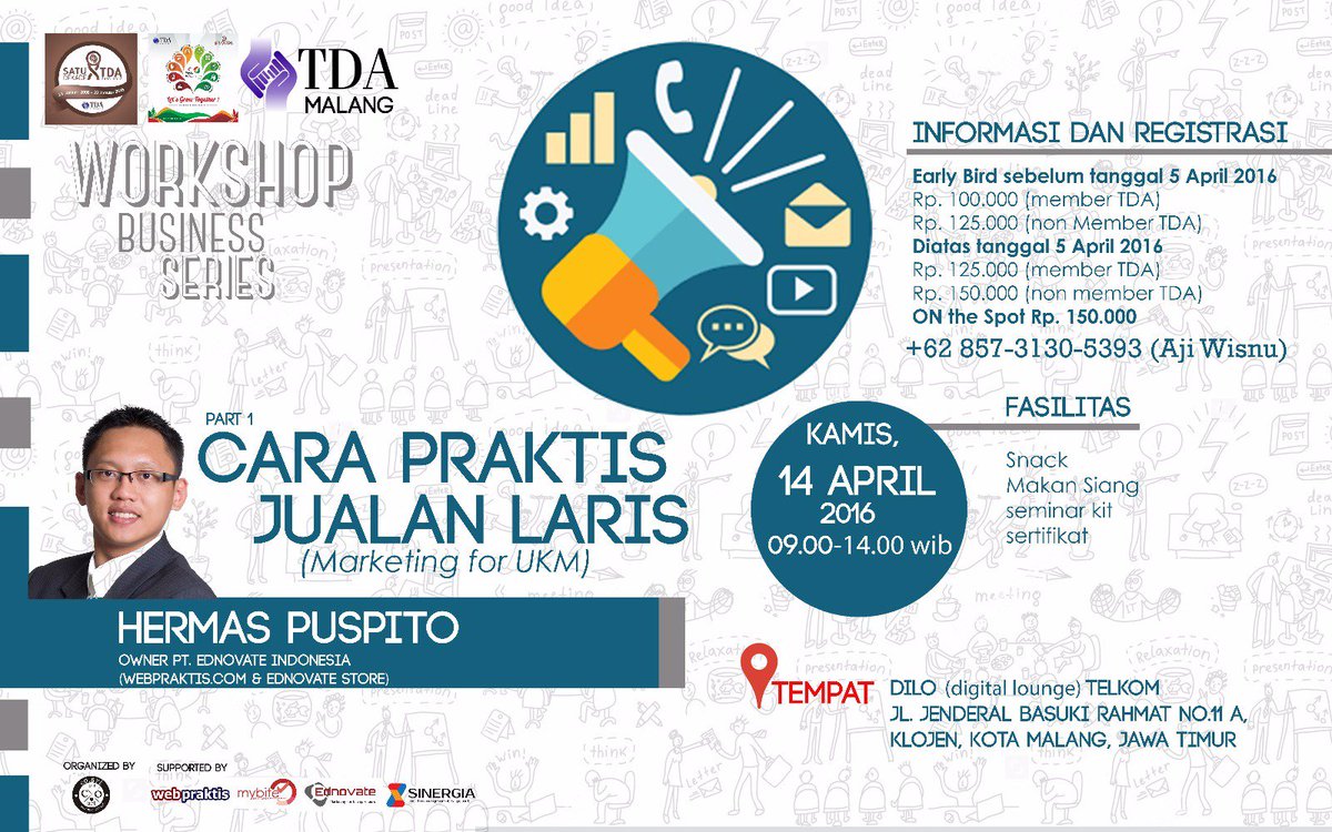 14 April 2016 Workshop Series ‘Cara Praktis Jualan Laris’ – <a href="/TDANgalam/">Pesta Wirausaha 2016</a> tangandiatas.com/14-april-2016-… #EventTDA