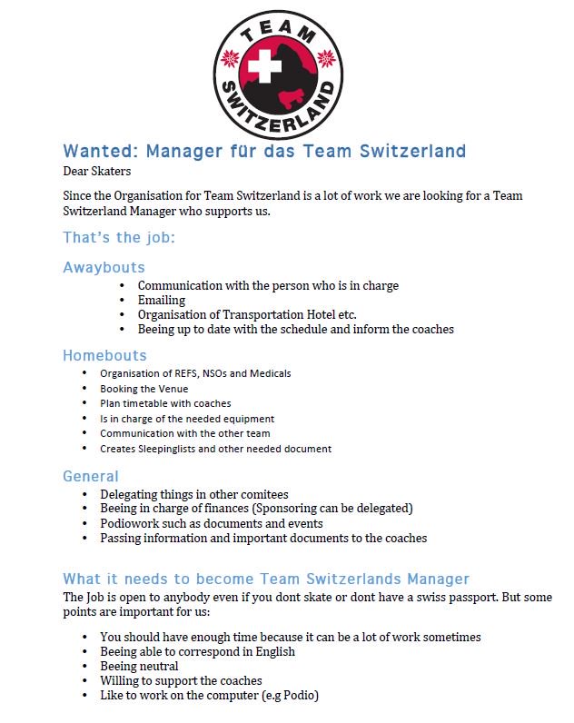 Team Switzerland looking for a new Manager! apply now coach.teamswitzerland@gmx.ch #rollerderby #teamswitzerland