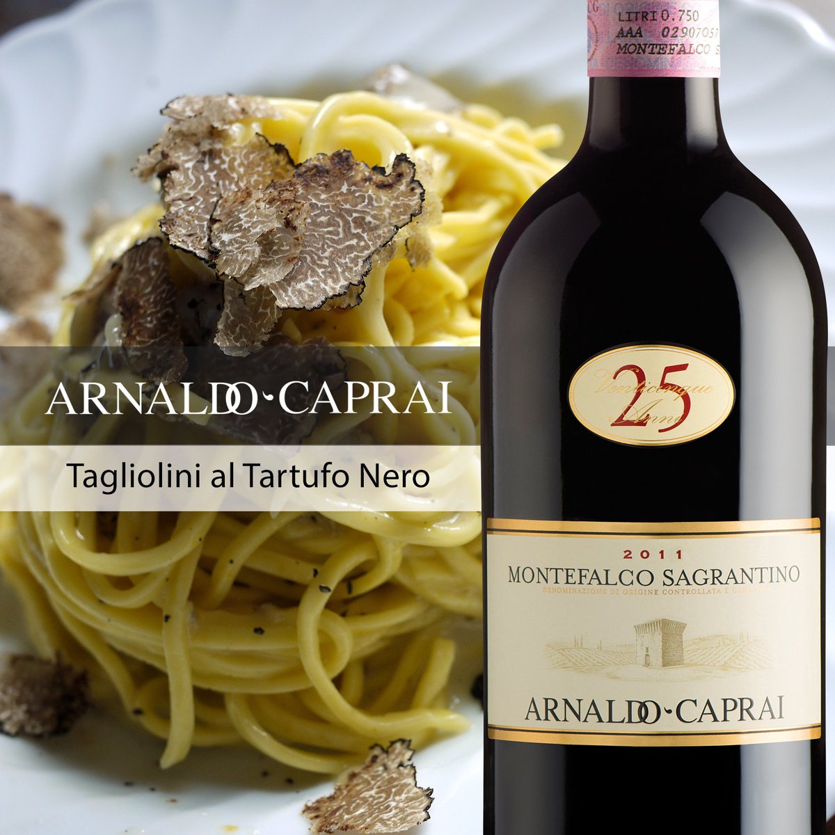 Arnaldocaprai's tweet photo. Abbinamento #cibovino di oggi: #Montefalco #Sagrantino25 e Tagliolini al #Tartufo Nero! Che ne pensate? https://t.co/ZlssTS6Ygm