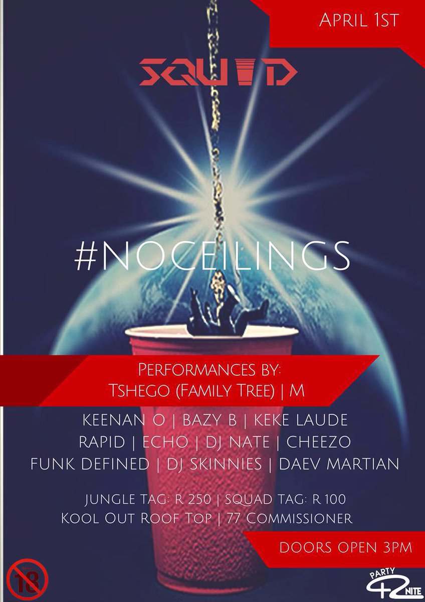 Squad presents no ceilings 1 April. You know you need to be there