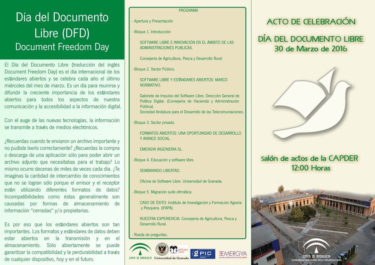 AgriculturAnd's tweet photo. Desde las 12.00h acogemos la jornada con motivo del Día del Documento Libre #DFDCAPDER https://t.co/8NAYK5bCJo https://t.co/gm1bddC2fg